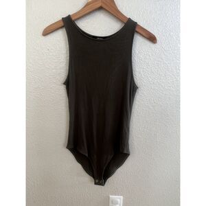 Forever 21 Olive Green‎ Ribbed Tank Bodysuit Medium